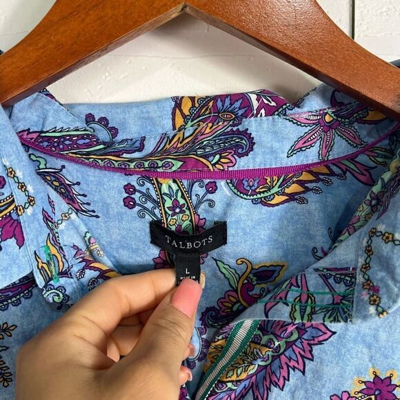 Talbots Womens Button Down Shirt Size L Paisley Print - Picture 4 of 15